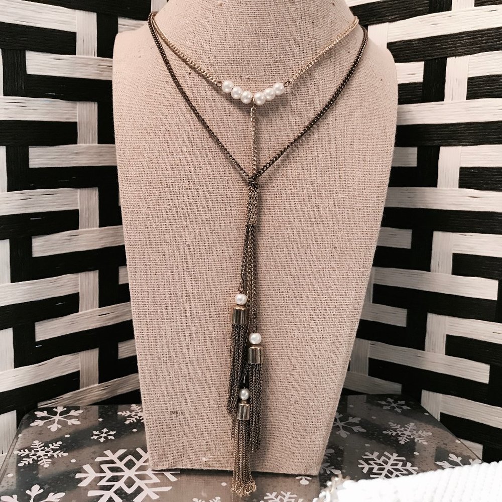 NWT Long Tassel Necklace w beads